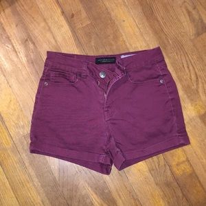 maroon jean shorts - high waisted midi
